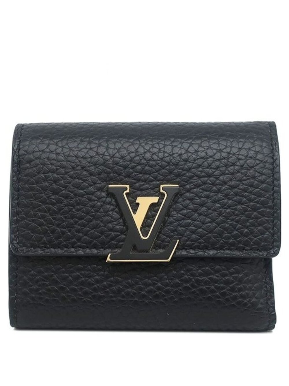 Louis Vuitton Trifold Wallet Portefeuille Capucines XS Leather Taurillon Noir